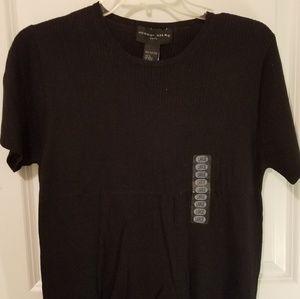 100% silk black knit top